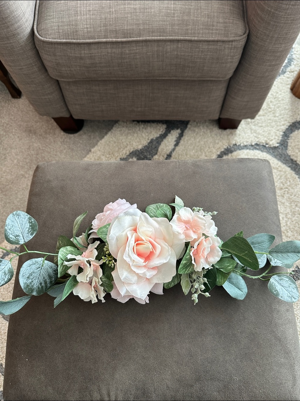 Faux 14" and 24" Blush Pink Rose Floral Swag SET  Artificial Flowers ~ NWOT - Picture 5 of 9
